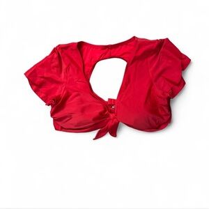 Xhilaration Red Bikini Top with Tie-Front